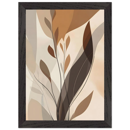 Artfulprints Poster met Lijst Boho – Delicate leaves   - A4 21x29.7 cm - Bruin
