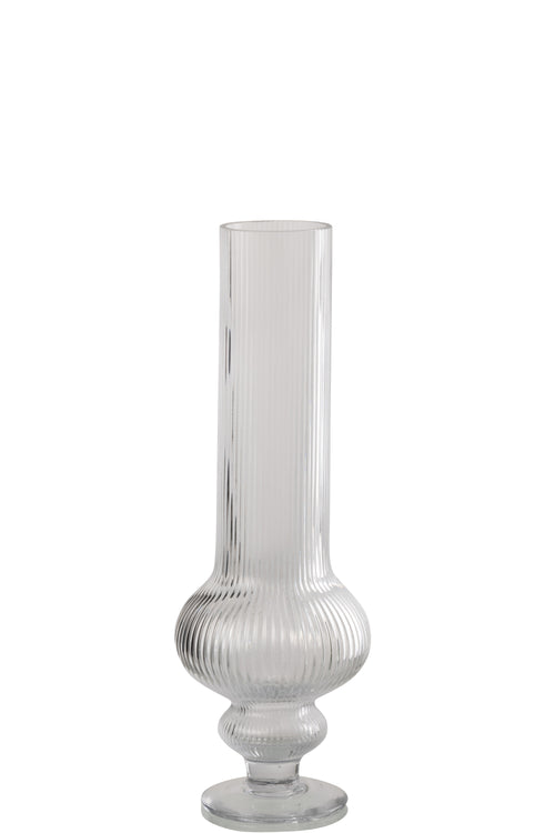 J-Line vaas Ada Geribbeld - glas - transparant - medium