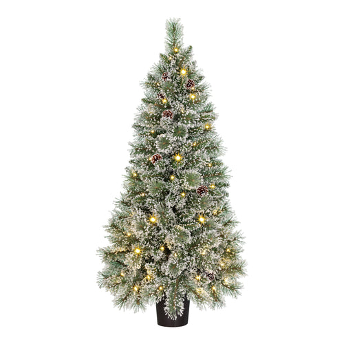 Black Box Trees Vandans Kerstboom met Verlichting Led - Groen Frosted Warm Wit - op Batterij en met Timerfunctie - h120xd60cm