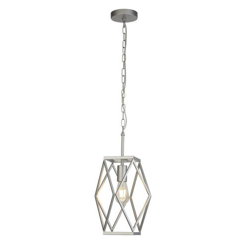 Searchlight CHASSIS - 1 lichts satijn zilveren kooi plafond hanglamp