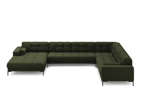 Cosmopolitan Design Panoramische hoekbank rechts Bali 7-zits, structurele stof, groente - 256x327x75cm