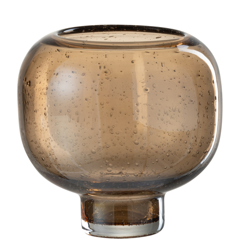 J-Line vaas Op Voet Rond - glas - amber - small - Ø 16 cm