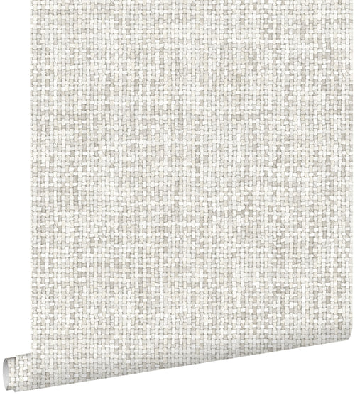 ESTAhome behang geweven linnenstructuur licht warm grijs - 53 cm x 10.05 m - 148660