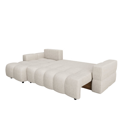 Sia Home - Hoek slaapbanken links GABRIEL - Bouclette stof - Beige - 286cm - vtwonen shop