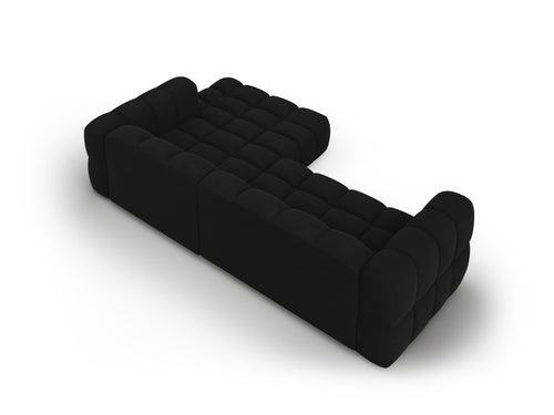 Cosmopolitan Design Modulaire hoekbank rechts Sky 4-zits, flueel, zwart - 162x272x70cm