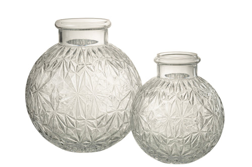 J-Line vaas Bol Geslepen - glas - transparant - large -  Ø 24 cm