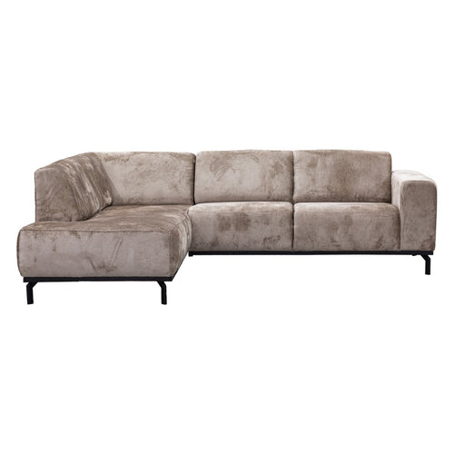 Giga Meubel Hoekbank Monza 3-zits Links - Stof/Metaal - Taupe - vtwonen shop