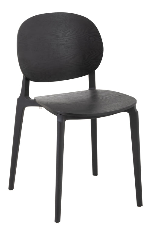 J-Line stoel Basic - kusntstof - zwart - 2 stuks