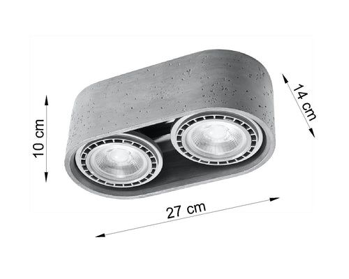 Sollux plafondlamp Basic - 2 lichts - 27  x 10   cm - grijs - vtwonen shop