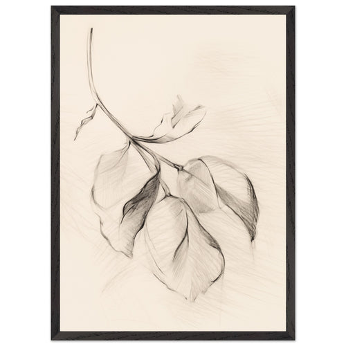 Artfulprints Poster met Lijst Botanical branch   - 50x70 cm - Zwart / Wit