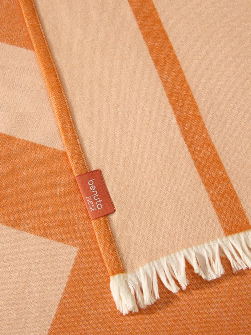 benuta katoenen deken Reed - oranje - 130x170 cm