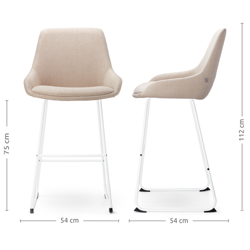 Nolon Nino-Isa Barkrukken Set van 2 - Beige - Wit - 75 cm