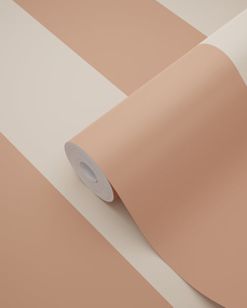 ESTAhome behang strepen beige en terracotta - 50 x 900 cm - 131968