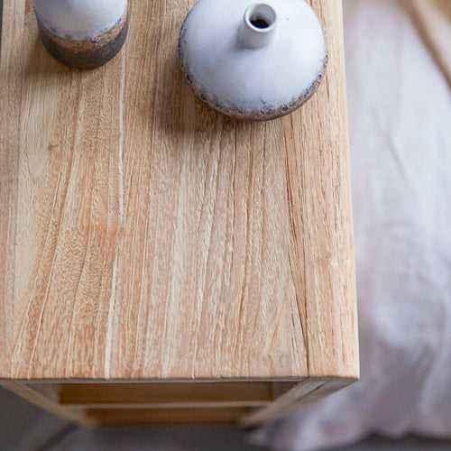 Tikamoon Hoofdbord met opbergruimte van massief teakhout 165 cm - Naturel - vtwonen shop