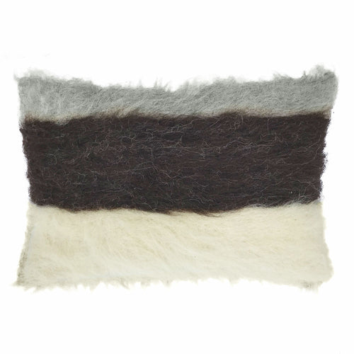 Malagoon kussen Bigstripe - zwart, grijs, wit - 40x70cm 100% wol