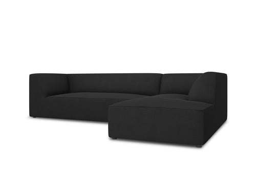 Micadoni rechter hoekbank Ruby 4-zits, structurele stof, zwart - 180x273x69cm