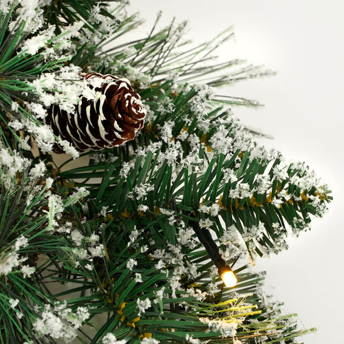 Black Box Trees Vandans Guirlande met LED Verlichting - Kerstversiering voor Sfeervolle Kerstdecoratie - Slinger met Dennenappels en Kunstsneeuw -