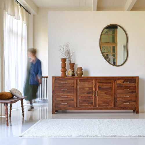 Tikamoon Mezzo - Massief palissander buffet 205 cm - Bruin