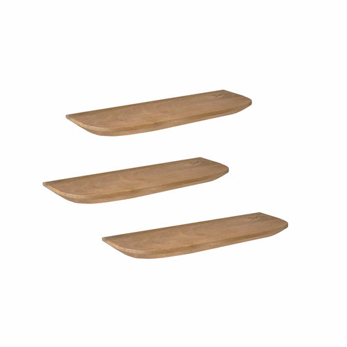 Starfurn Wandplank Gusta - Naturel Hout - 60x20x4cm - Set van 3