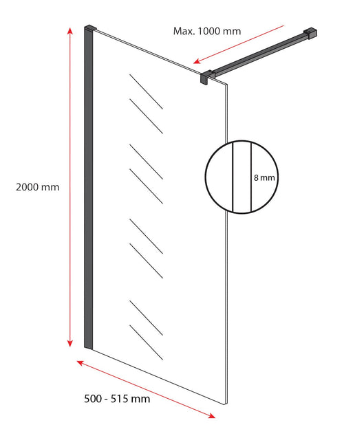 Badplaats Douchewand Florida 50 x 200 cm – Chroom – Inloopdouche 8 mm met Melkglas