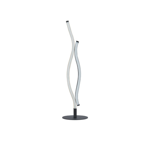 Bloom Swirl LED-tafellamp, zwart met houteffect