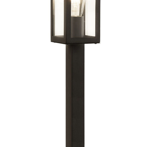 Searchlight Box - 1-lichts zwarte tuinpaal met helder glas IP44, E27