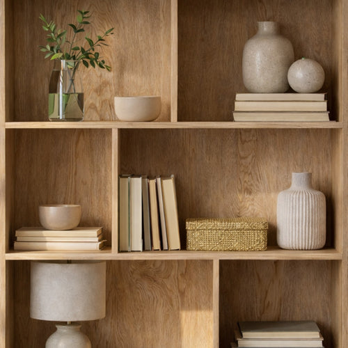 Calicosy - JAYA Boekenkast Woonkamer - Licht hout - 35x80x175 cm