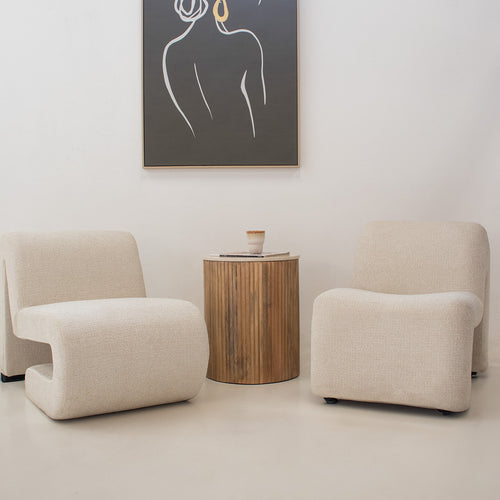 Giga Meubel Bijzettafel Davi Rond - Marmer/Hout - Naturel - 45x45x55cm - vtwonen shop