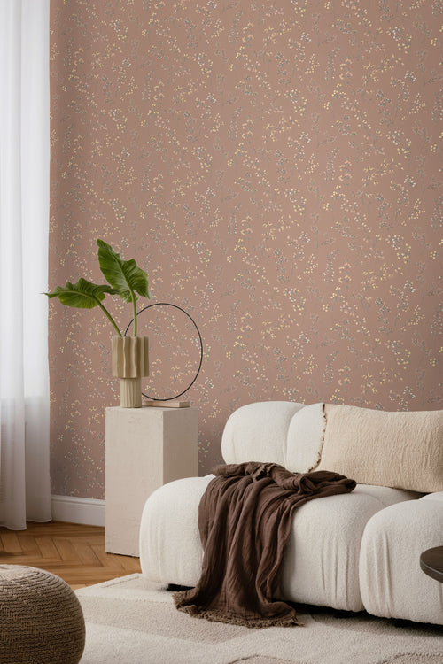 Borastapeter behang veldbloemen terracotta - 53 cm x 10.05 m - 660990 - vtwonen shop