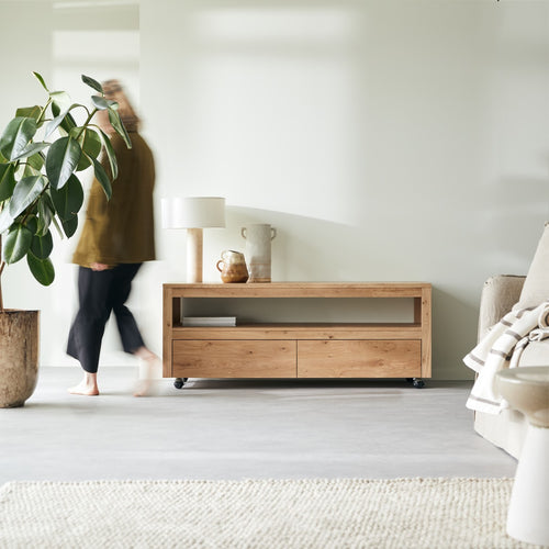 Tikamoon Massief eiken met knoesten tv-meubel 140 cm - Naturel