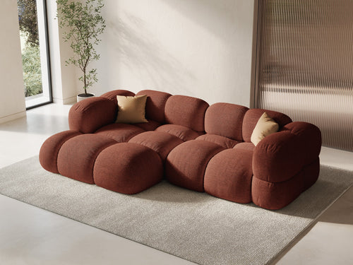 Cosmopolitan Design linker hoekbank Loretto 3-zits, structurele stof koraal - 147x250x68cm