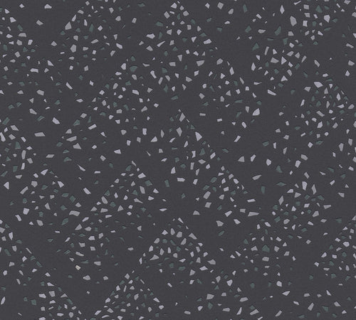Livingwalls behang terrazzo zwart, goud en grijs - 53 cm x 10.05 m - AS-373945