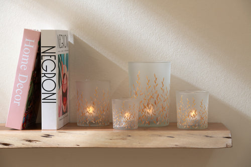 J-Line windlicht Sally - glas - oranje/transparant - large