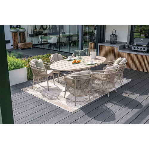 Edison tafel ovaal - 220x115 cm -taupe -light teak Vironwood - vtwonen shop