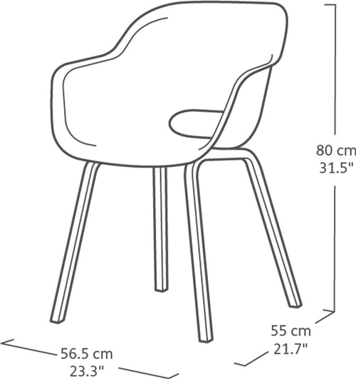 Keter Noa Tuinstoel - 2 stuks - 55x56,5x80cm - metalen frame - Grijs