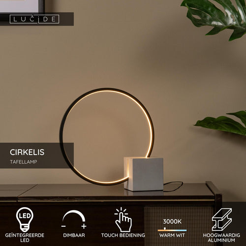 Lucide tafellamp CIRKELIS - Geïntegreerde LED - Zwart