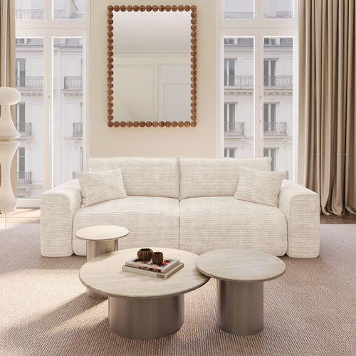 Premium Interiors - Slaapbank met opbergruimte COMO - corduroy crème 254cm
