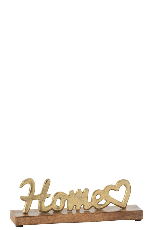 J-Line decoratie Home Hart op voet - aluminium/hout - goud - vtwonen shop