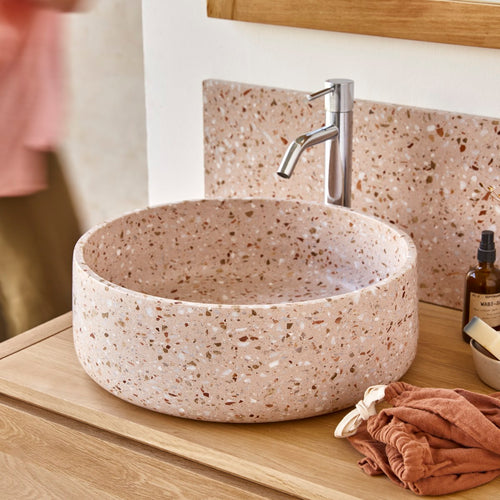 Tikamoon Ronde waskom van roze premium terrazzo ∅ 40 cm - Roze