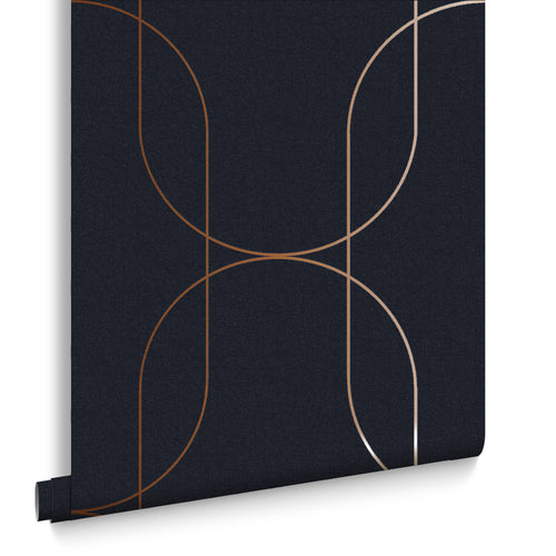 Graham & Brown vliesbehang Palais Navy & Copper - blauw - vtwonen shop