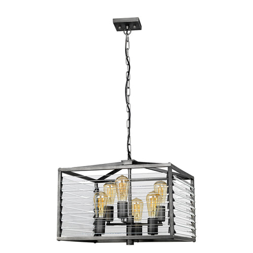 Louvre 6 Lichte Hanglamp Gunmetal Verf Afwerking