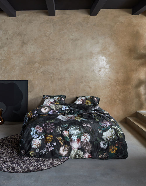 Essenza Fleur Festive dekbedovertrek - Lits-Jumeaux XL – 260x200/220 cm - Blooming Black