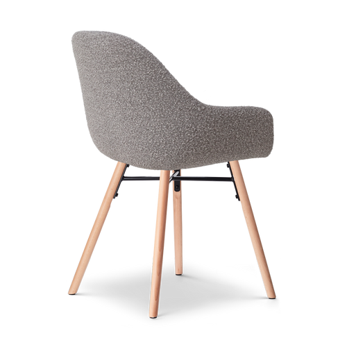 Nolon Nena-Mae Eetkamerstoelen Set van 2 - Bouclé Taupe - Houten Poten - vtwonen shop