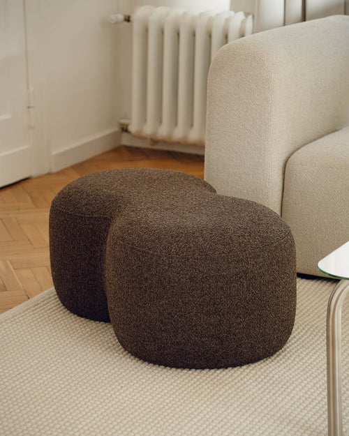 noo.ma Umbo Pouf - gestoffeerde designer poef, Clay Grey Mélange, 89 x 51 x 38 cm