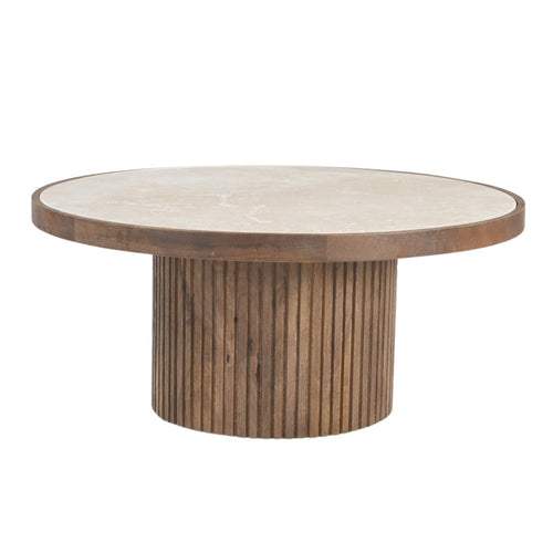 DÉJA Living Salontafel Tervo - Donkerbruin Marmer - Ø80cm
