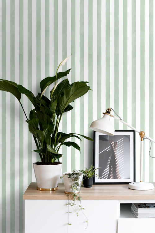 ESTAhome behang strepen groen en wit - 53 cm x 10.05 m - 131303 - vtwonen shop