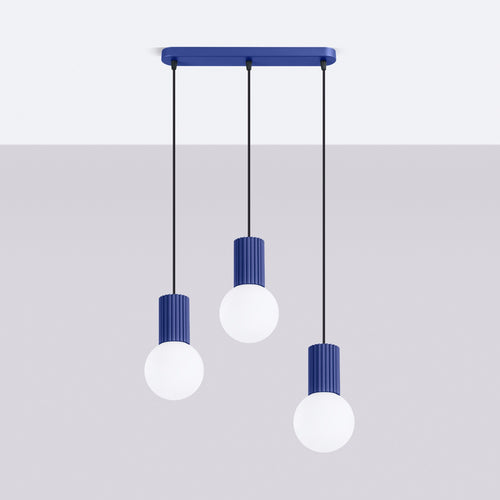 Sollux Lighting Hanglamp HALO 3L ultramarijn - 40x6x120cm