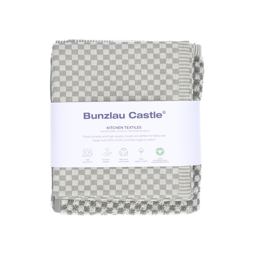 Luxe Keukendoek en Theedoek Kleine Ruit Donkergroen - Bunzlau Castle - 100% biologisch GOTS katoen
