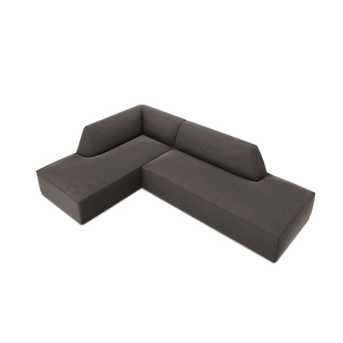 Cosmopolitan Design - Modulaire hoekbank links Siena 4-zits, flueel donkergrijs - 180x273x69cm