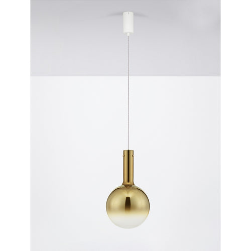 Nova Luce NOSTOS Hanglamp met bolvormige kap, goudkleurig, mat wit, Triac dimbare LED 6W 330lm 3000K